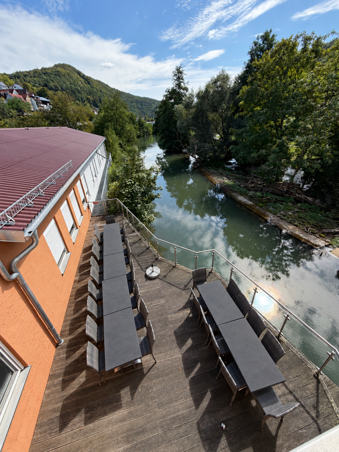 Gemeinsame Zeit auf der Terrasse an der Wiesent